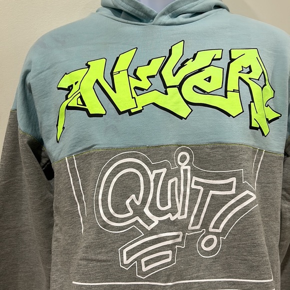 NWT Ideology Never Quit Colorblock Blue and Gray Hoodie Size Juniors XL - Picture 2 of 7